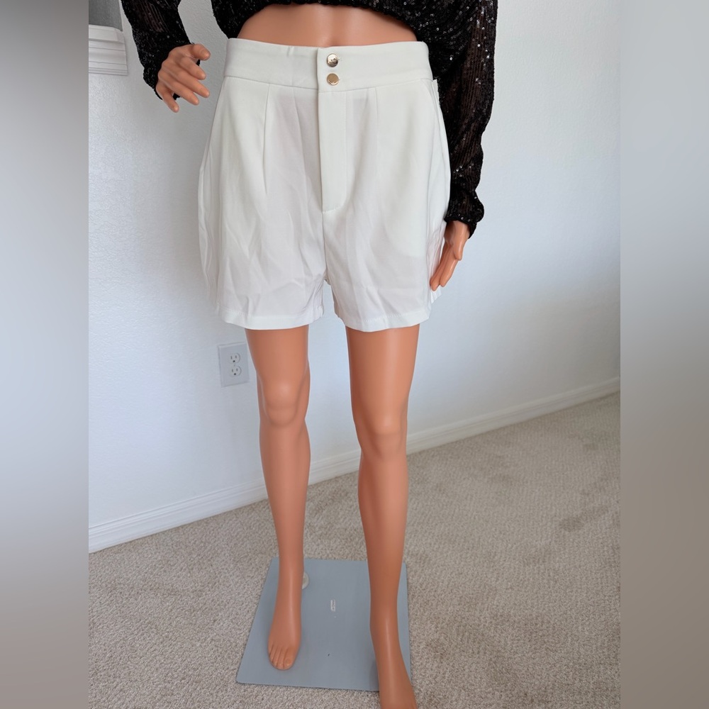 White High-Waist Tailored Women's Shorts